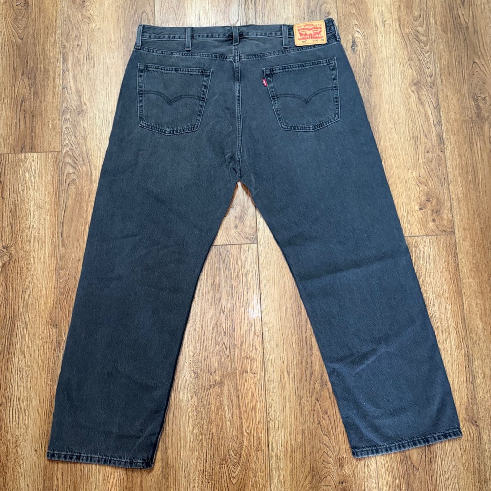 Levi's 555 Relaxed Straight Jeans Mens 40x29 Faded Black Denim 100% Cotton